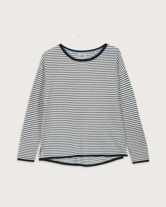 Women Tops Passenger Muir Organic Knitted Jumper Off White Stripe Off White Stripe