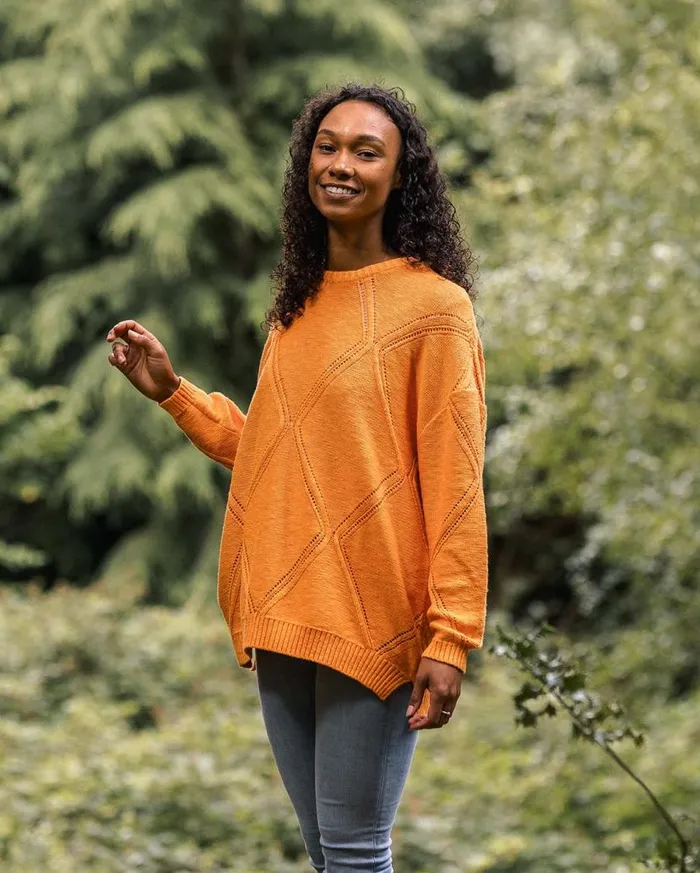 Women Tops Passenger Palm Organic Oversized Knitted Jumper Apricot Apricot