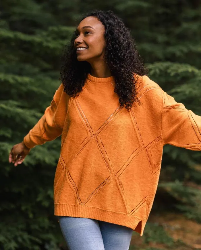 Women Tops Passenger Palm Organic Oversized Knitted Jumper Apricot Apricot