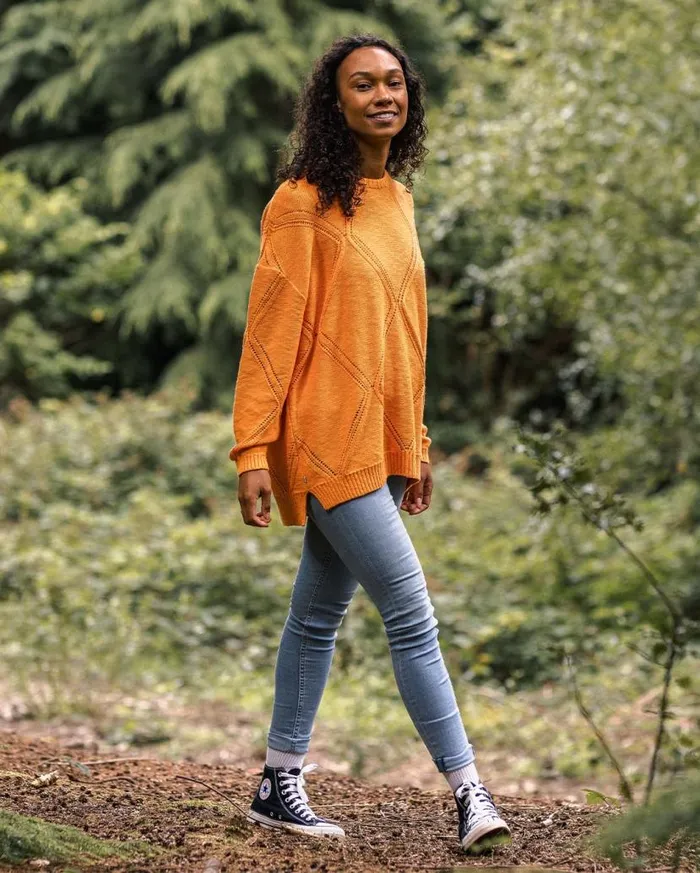 Women Tops Passenger Palm Organic Oversized Knitted Jumper Apricot Apricot