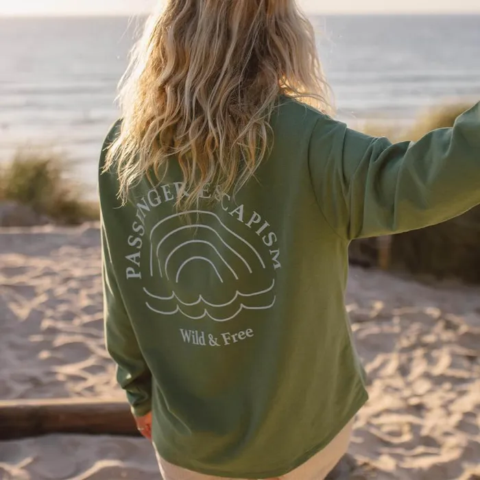 Women Tops Passenger Rainbow Recycled Cotton Oversized Sweatshirt Dark Ivy Dark Ivy