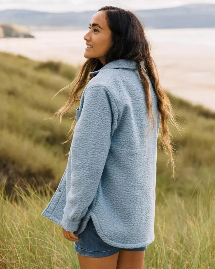 Women Tops Passenger Rappel Recycled Sherpa Oversized Shirt Faded Denim Faded Denim