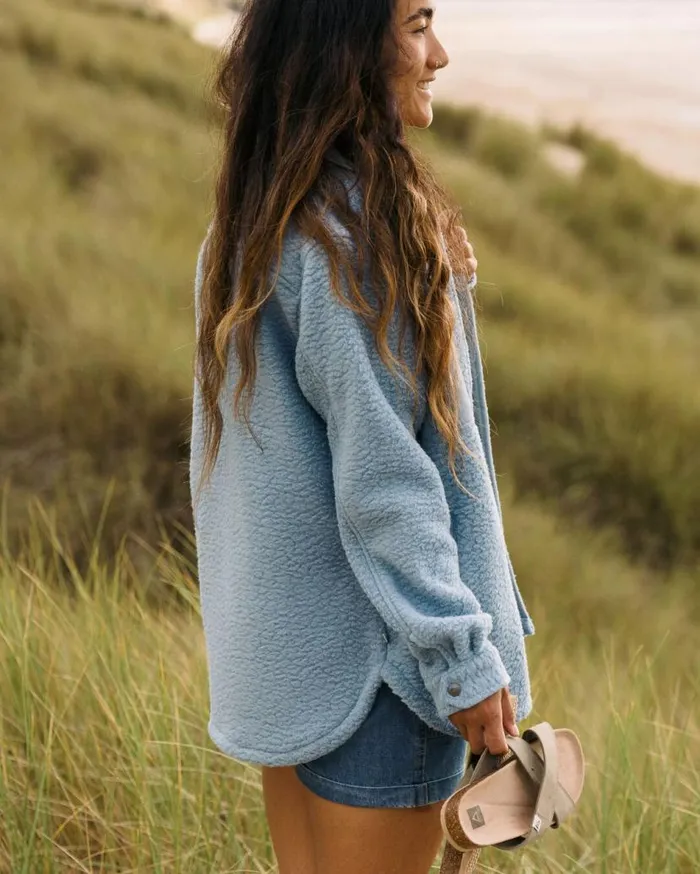 Women Tops Passenger Rappel Recycled Sherpa Oversized Shirt Faded Denim Faded Denim