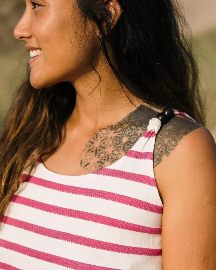 Women Tops Passenger Sage Stripe Vest Fuchsia Fuchsia