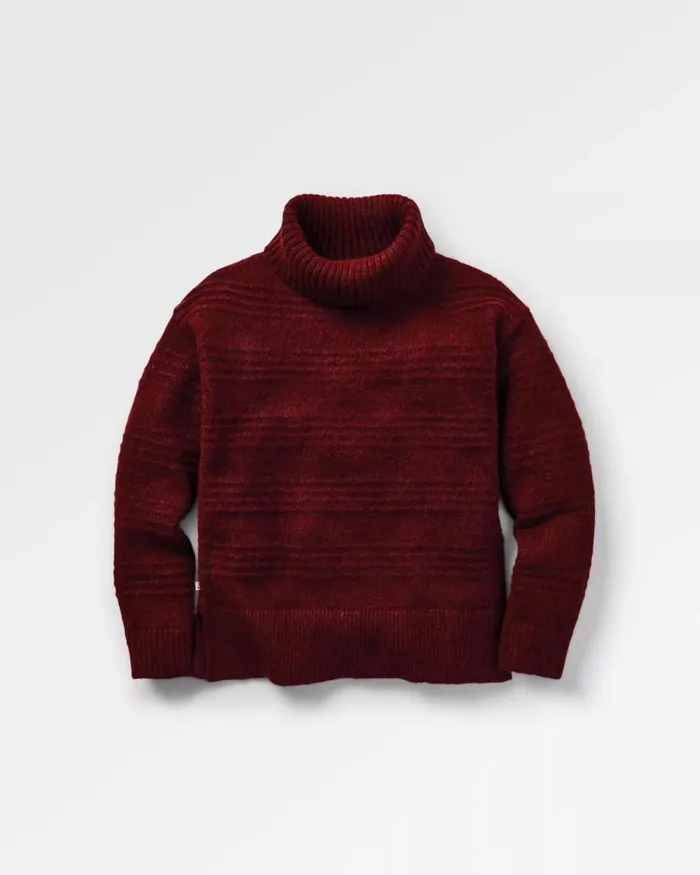 Women Tops Passenger Snug Recycled Polo Neck Knitted Jumper Wine Wine