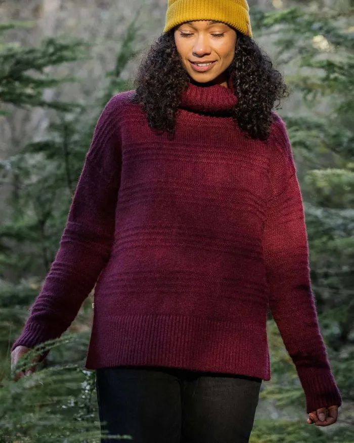 Women Tops Passenger Snug Recycled Polo Neck Knitted Jumper Wine Wine