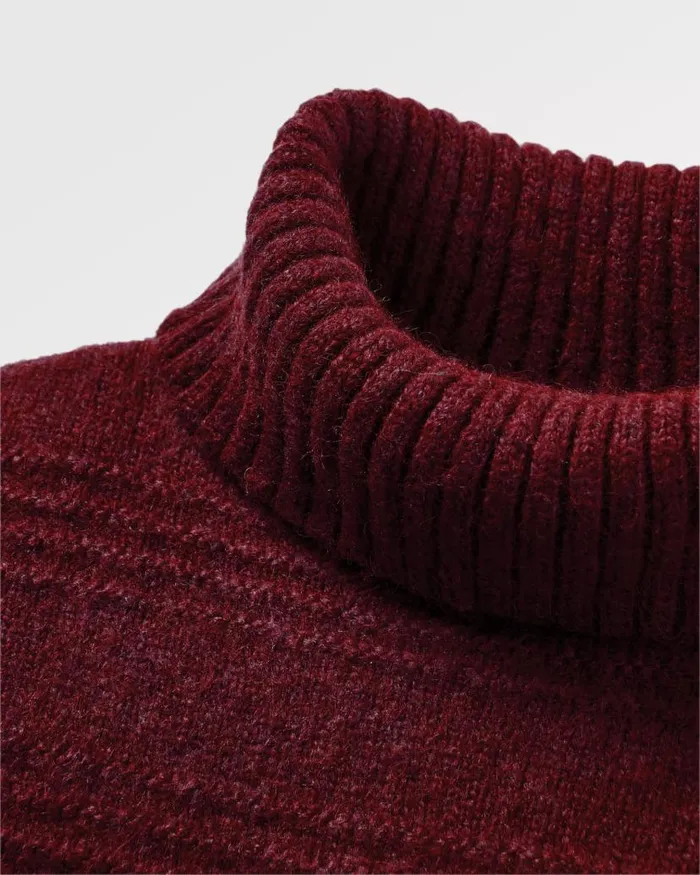 Women Tops Passenger Snug Recycled Polo Neck Knitted Jumper Wine Wine