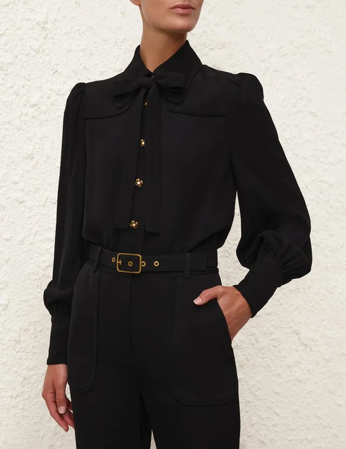 Women Tops Zimmermann Collared Shirt Black