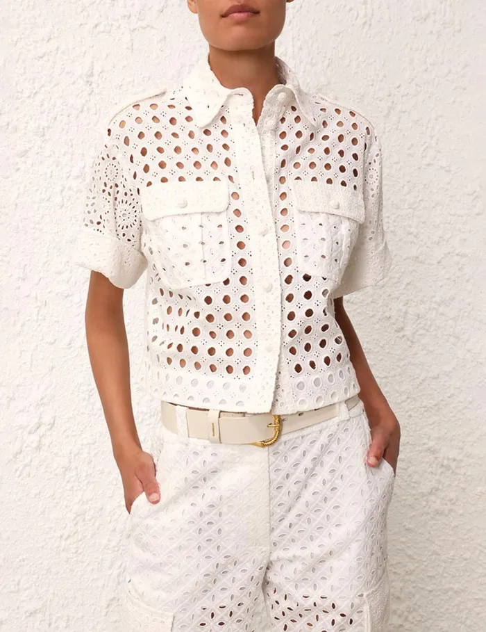 Women Tops Zimmermann Matchmaker Anglaise Shirt Ivory
