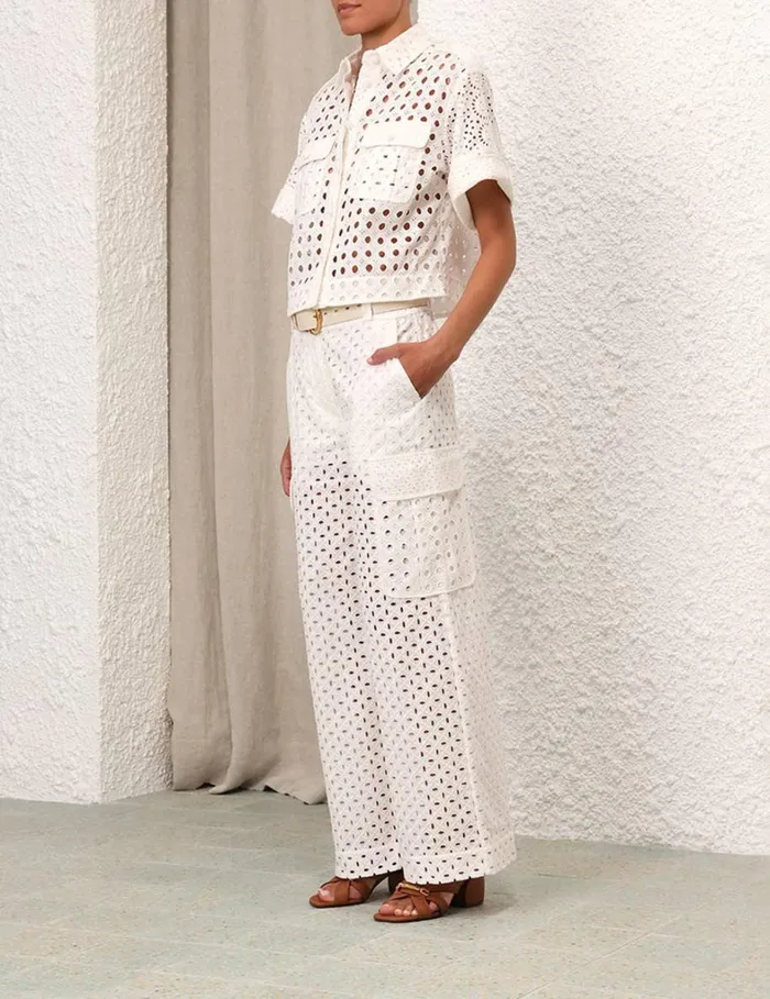 Women Tops Zimmermann Matchmaker Anglaise Shirt Ivory