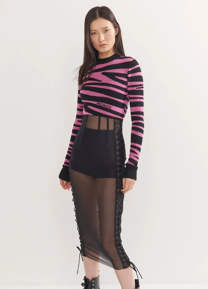 Women Zebra Cropped Sweater MONSE Knitwear