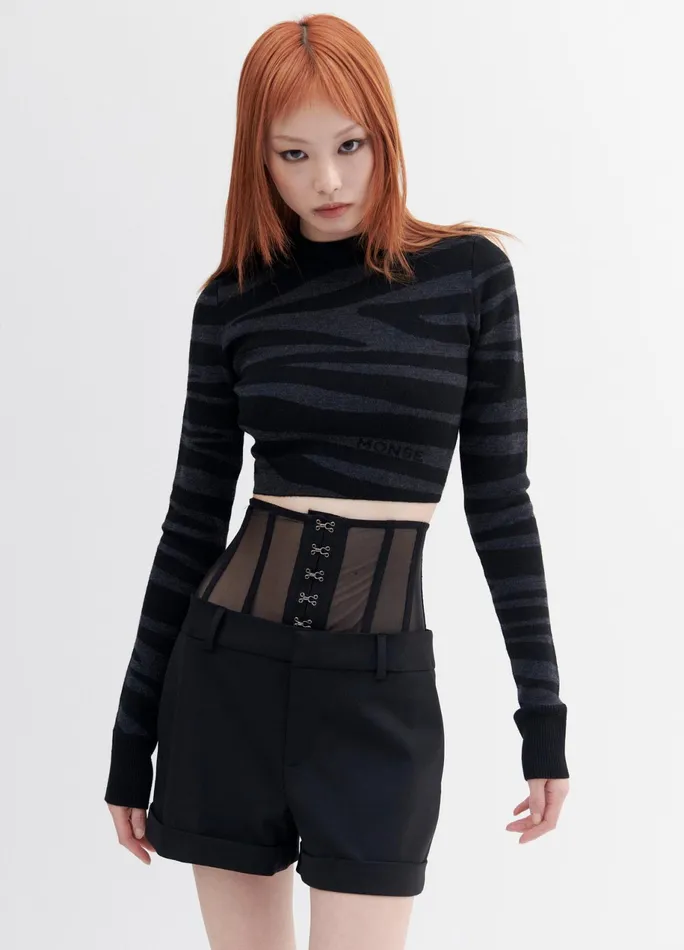 Women Zebra Cropped Sweater MONSE Tops
