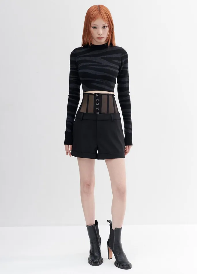 Women Zebra Cropped Sweater MONSE Tops