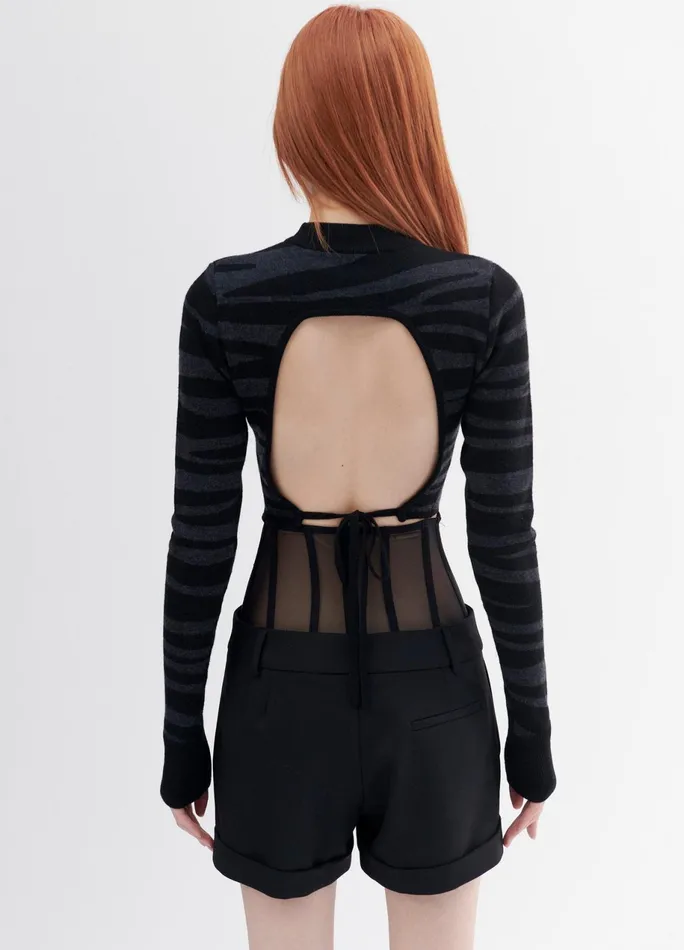 Women Zebra Cropped Sweater MONSE Tops