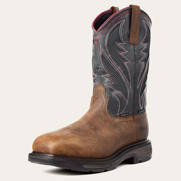 WorkHog XT VentTEK Waterproof Carbon Toe Work Boot Rye Brown Men Ariat Work Boots