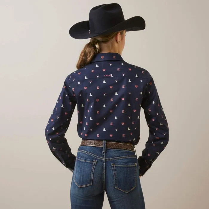 Wrinkle Resist Team Kirby Stretch Shirt Western Love Print Women Ariat TShirts and Tops