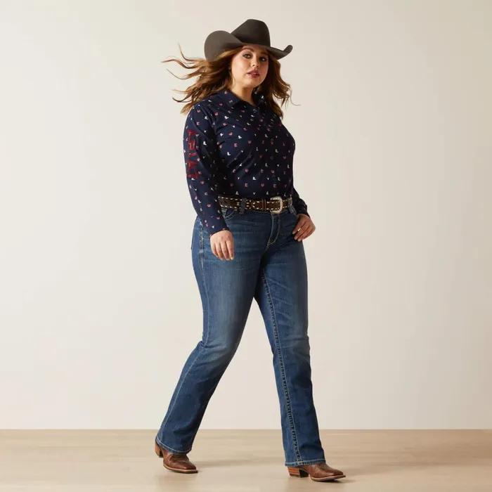 Wrinkle Resist Team Kirby Stretch Shirt Western Love Print Women Ariat TShirts and Tops