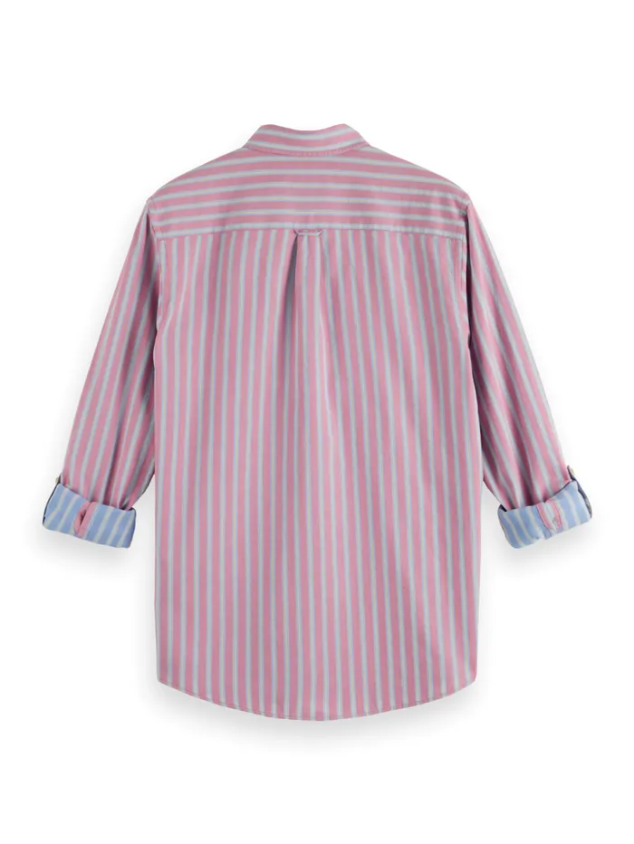 Yarn Dye Dobby Stripe Shirt Blue Stripe Men Scotch and Soda Shirts