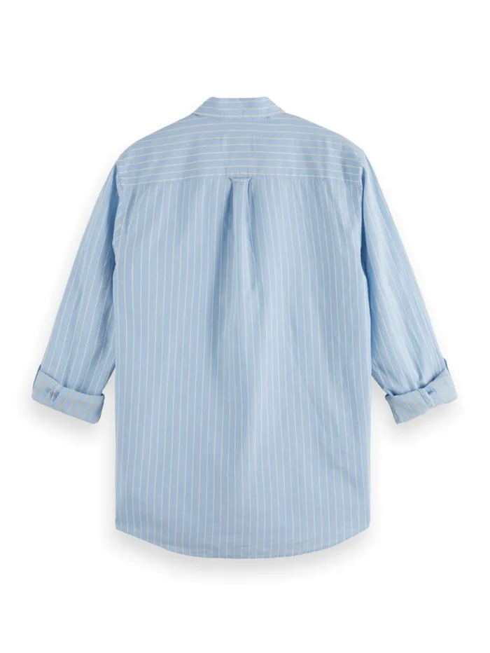 Yarn Dye Dobby Stripe Shirt Blue Stripe Men Scotch and Soda Shirts