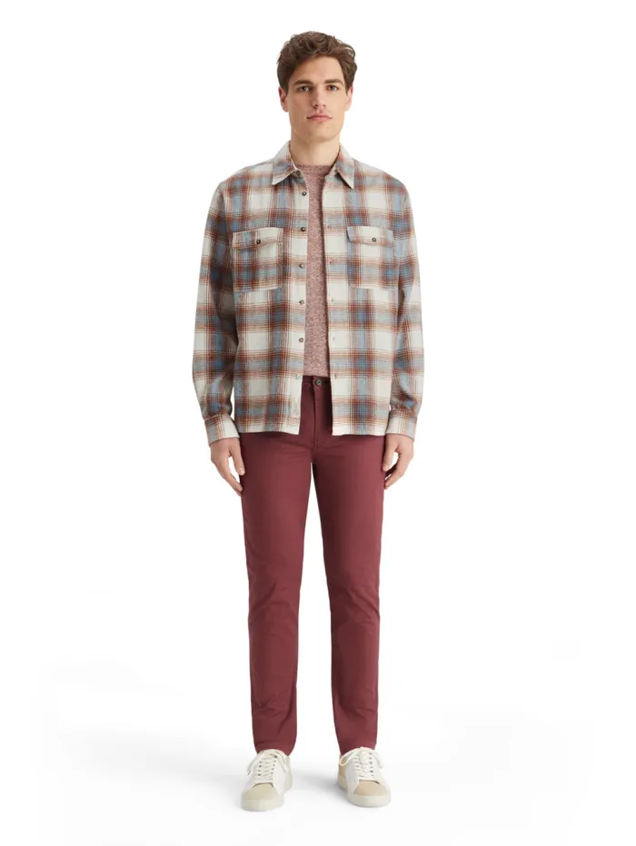 Yarn Dye Flannel Check Shirt Sand Blue Check Men Scotch and Soda Shirts