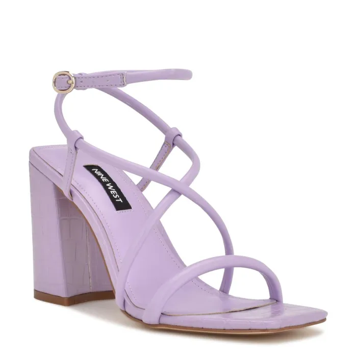 Yeera Strappy Heeled Sandals Purple Women Nine West Sandals Yeera Strappy Heeled Sandals Purple Women Nine West Sandals