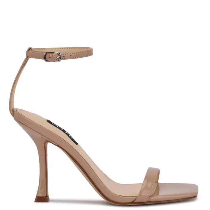 Yess Ankle Strap Sandals Antique Taupe Patent Women Nine West Heeled