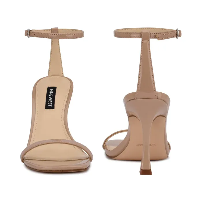 Yess Ankle Strap Sandals Antique Taupe Patent Women Nine West Heeled