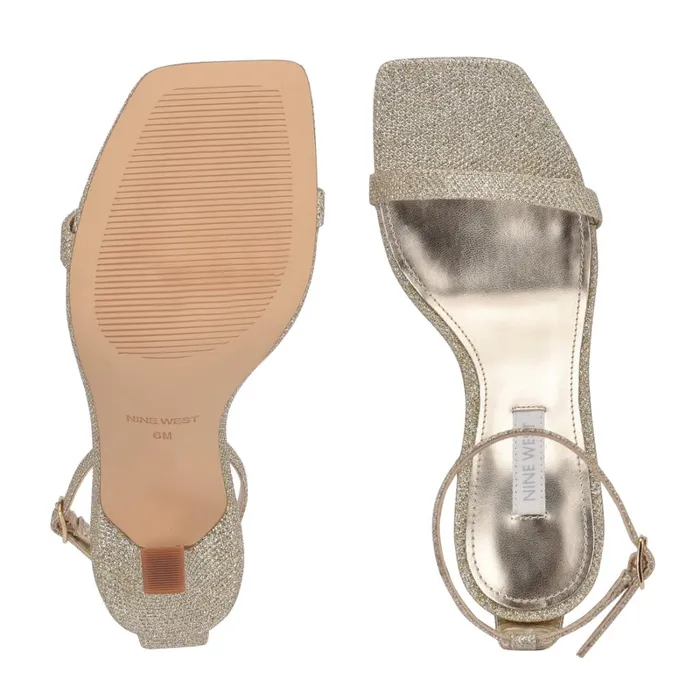 Yess Ankle Strap Sandals Gold Glitter Women Nine West Dress Yess Ankle Strap Sandals Gold Glitter Women Nine West Dress