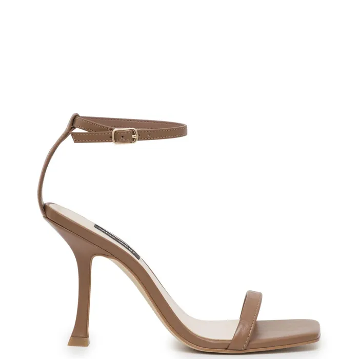 Yess Ankle Strap Sandals Light Brown Leather Women Nine West Dress