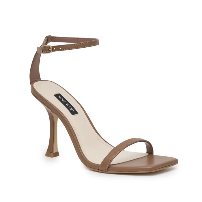 Yess Ankle Strap Sandals Light Brown Leather Women Nine West Dress Yess Ankle Strap Sandals Light Brown Leather Women Nine West Dress