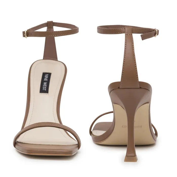 Yess Ankle Strap Sandals Light Brown Leather Women Nine West Dress Yess Ankle Strap Sandals Light Brown Leather Women Nine West Dress
