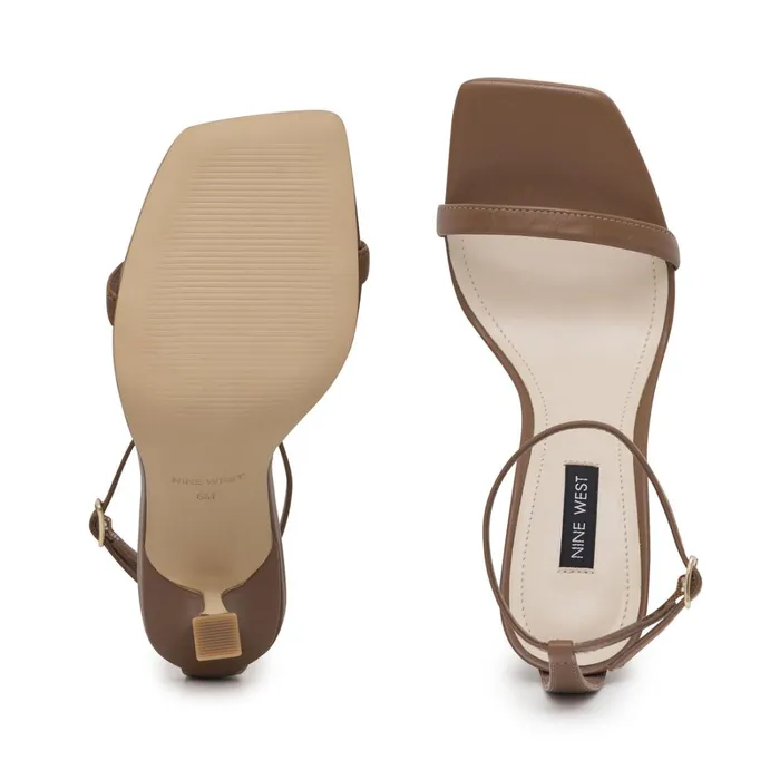 Yess Ankle Strap Sandals Light Brown Leather Women Nine West Dress Yess Ankle Strap Sandals Light Brown Leather Women Nine West Dress