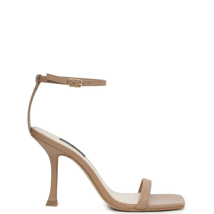 Yess Ankle Strap Sandals Natural Leather Women Nine West Heeled