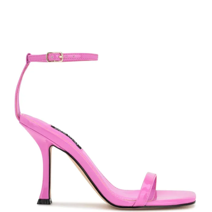 Yess Ankle Strap Sandals Pink Patent Women Nine West High Heels