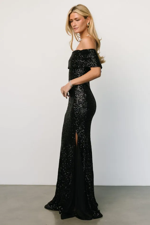 Yvonne Off Shoulder Sequin Gown Black Women Baltic Born Wedding Guest Yvonne Off Shoulder Sequin Gown Black Women Baltic Born Wedding Guest