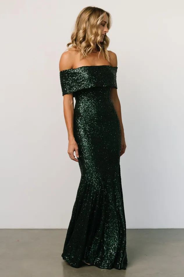 Yvonne Off Shoulder Sequin Gown Green Women Baltic Born Embellished Sequin Yvonne Off Shoulder Sequin Gown Green Women Baltic Born Embellished Sequin