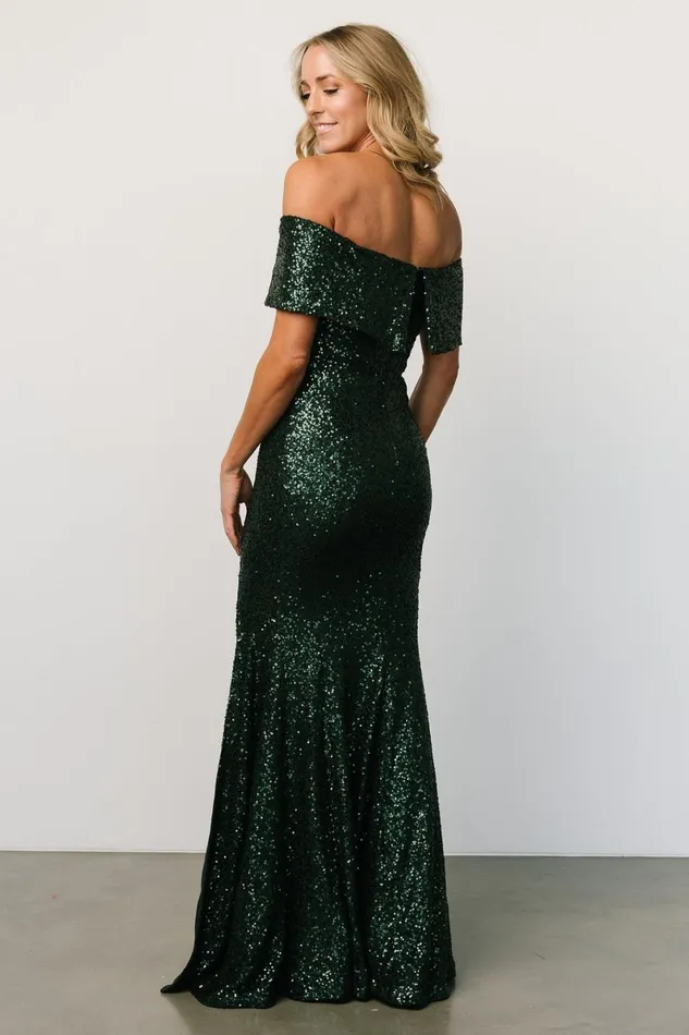 Yvonne Off Shoulder Sequin Gown Green Women Baltic Born Embellished Sequin Yvonne Off Shoulder Sequin Gown Green Women Baltic Born Embellished Sequin
