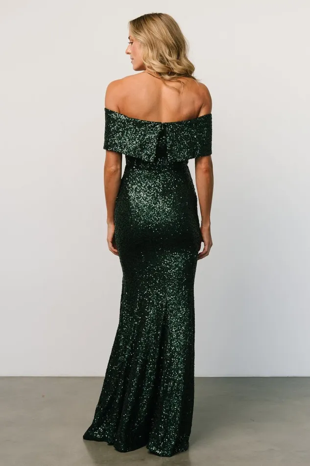 Yvonne Off Shoulder Sequin Gown Green Women Baltic Born Embellished Sequin Yvonne Off Shoulder Sequin Gown Green Women Baltic Born Embellished Sequin