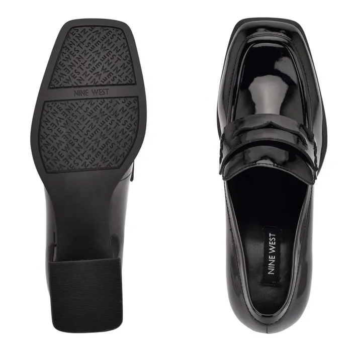 Zest Heeled Loafers Black Patent Women Nine West Loafers and Tailored Flats Zest Heeled Loafers Black Patent Women Nine West Loafers and Tailored Flats