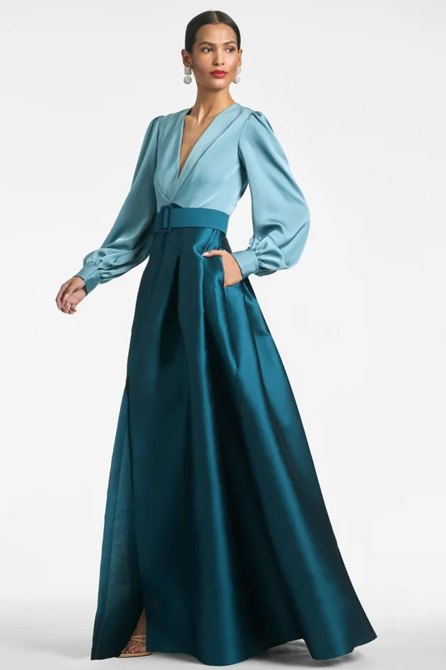 Zoe Gown 8211 SeaglassDeep Teal Women Sachin and Babi Covered