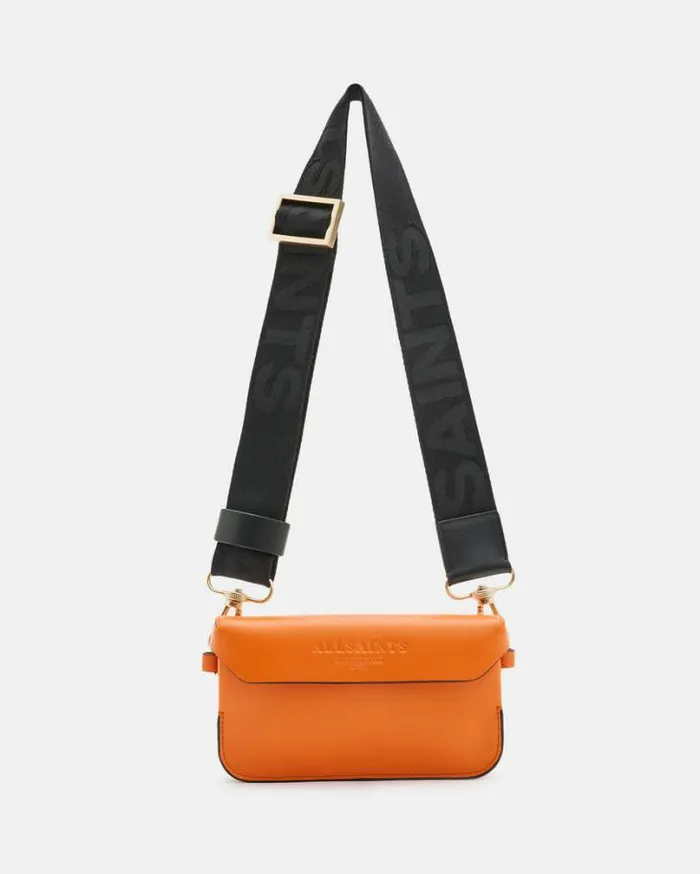 Zoe Leather Crossbody Bag Pyrole Orange Women AllSaints Accessories