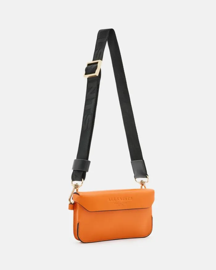 Zoe Leather Crossbody Bag Pyrole Orange Women AllSaints Accessories