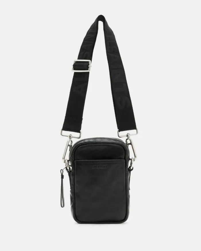 Zumo Leather Phone Pouch Black Men AllSaints Bags and Wallets