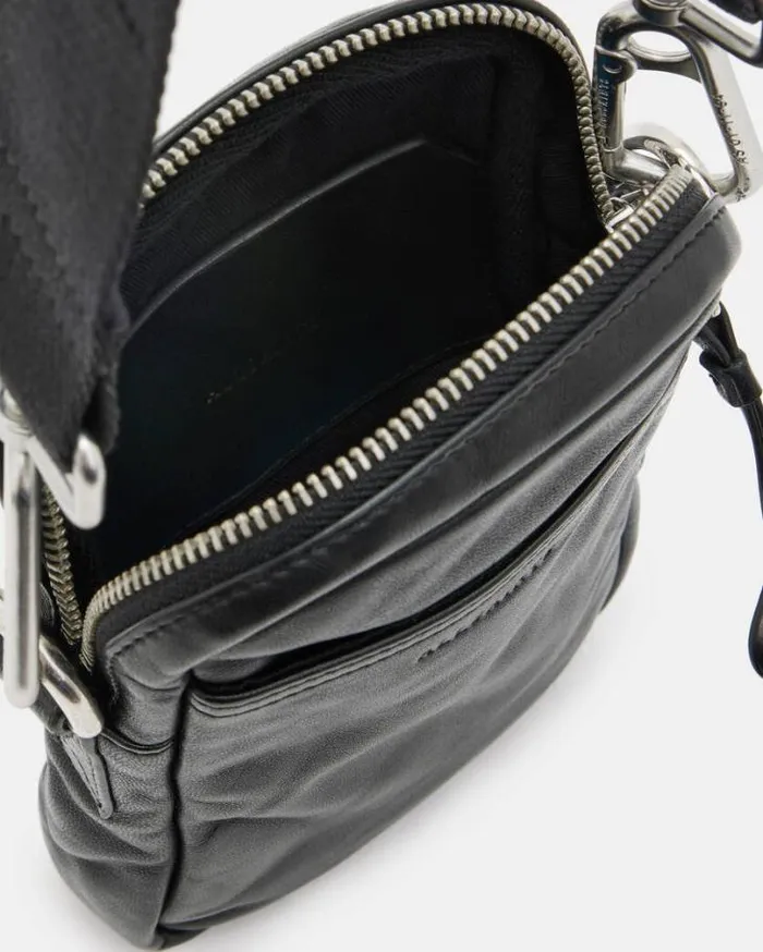 Zumo Leather Phone Pouch Black Men AllSaints Bags and Wallets