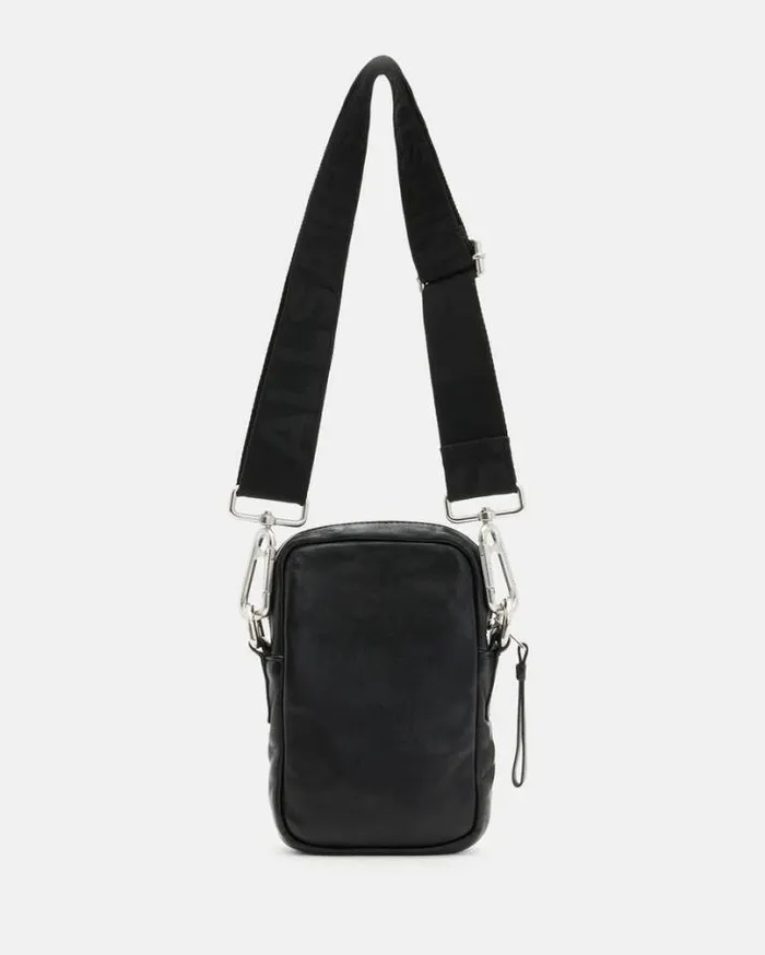 Zumo Leather Phone Pouch Black Men AllSaints Bags and Wallets